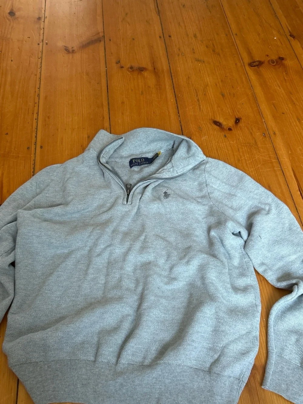 Polo by Ralph Lauren Light Gray Quarter-Zip Sweater